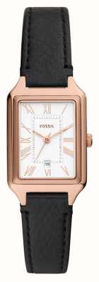 Fossil Raquel (23mm) White Dial / Black Leather Strap ES5310