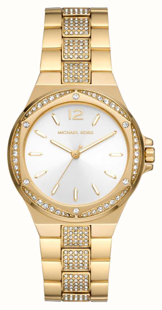 - Gold-Tone Kors Dial Stainless (37mm) Steel Lennox Michael White Class First Bracelet MK7361 Watches™ IRL /