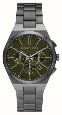 Michael Kors Lennox (41mm) Green Chronograph Dial / Gunmetal Stainless Steel Bracelet MK9118
