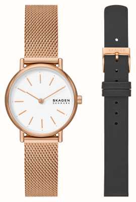 Skagen Women's Signatur Lille (30mm) White Dial / Brown Leather