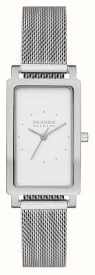 Skagen Hagen (22mm) White Rectangular Dial / Steel Mesh Bracelet SKW3096
