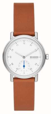 Skagen Kuppel Lille (32mm) White Dial / Brown Leather Strap SKW3103
