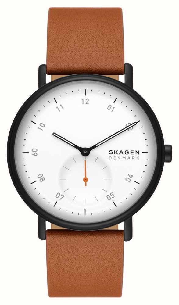 Skagen Kuppel (44mm) White Dial / Brown Leather Strap SKW6889