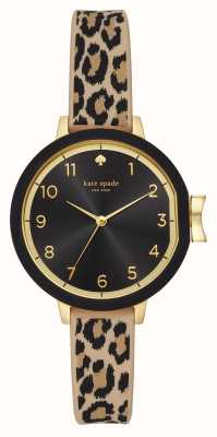 Kate Spade Park Row (34mm) Black Dial / Leopard Print Silicone Strap KSW1485