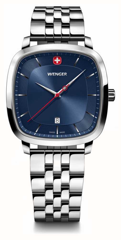 Wenger Men s Vintage Classic 37mm Blue Dial Stainless Steel