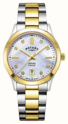 Rotary Women's Oxford (30mm) Diamond-Set Mother-of-Pearl Dial / Two-Tone Stainless Steel Bracelet LB05521/41/D