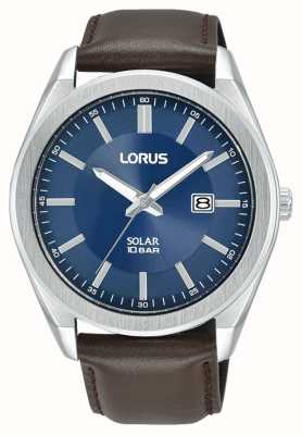 Lorus Sports Solar 100m (42.5mm) Blue Sunray Dial / Brown Leather RX357AX9