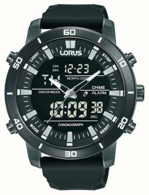 Lorus Dual-Display Quartz Chronograph 100m (46mm) Digital Dial / Black Silicone RW661AX9