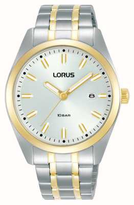 Lorus Sports Date 100m (39mm) White Sunray Dial / Two-Tone Stainless Steel RH978PX9