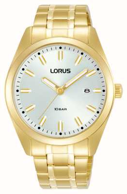 Lorus Sports Date 100m (39mm) White Sunray Dial / Gold PVD Stainless Steel RH982PX9
