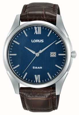 Lorus Classic Date (42mm) Dark Blue Hairline Dial / Brown Leather RH993PX9