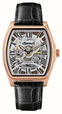 Ingersoll THE CALIFORNIA Automatic (39mm) Silver Skeleton Dial / Black Leather Strap I14201
