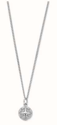 ChloBo Men's Curb Chain Compass Pendant Sterling Silver Necklace SNCC13236M