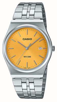 Casio MTP Series Analogue Quartz (35mm) Saffron Yellow Sunray Dial / Stainless Steel Bracelet MTP-B145D-9AVEF