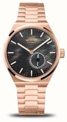 Bering Women's Automatic (35mm) Black Mother-of-Pearl Dial / Rose Gold-Tone Stainless Steel Bracelet 19435-762