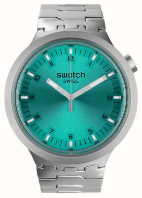 Swatch Big Bold Irony AQUA SHIMMER (47mm) Turquiose Dial / Stainless Steel Bracelet SB07S100G