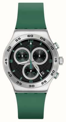 Swatch CARBONIC GREEN (43mm) Black Dial / Green Rubber Strap YVS525