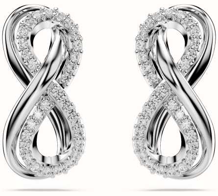 Swarovski Hyperbola Stud Earrings Infinity White Crystals Rhodium Plated 5687269