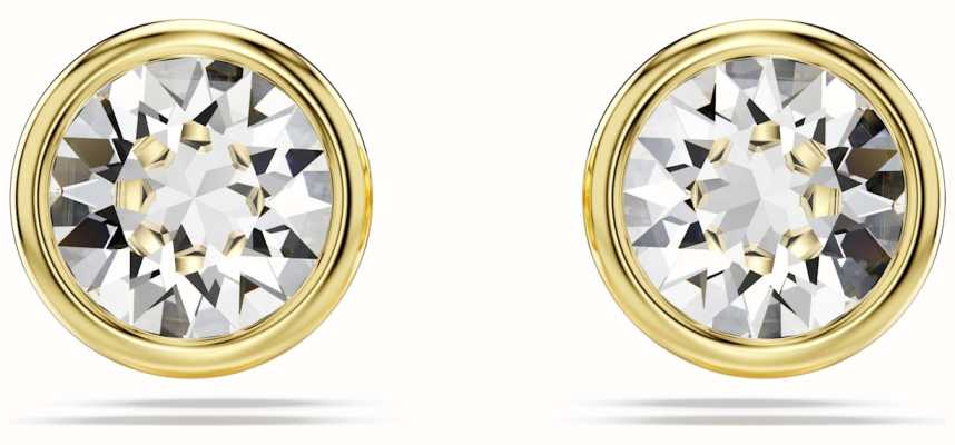 Swarovski Imber Stud Earrings Round Cut White Crystals Gold-Tone Plated 5681552