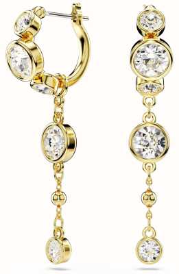 Swarovski Imber Drop Earrings Round Cut White Crystals Gold-Tone Plated 5680097