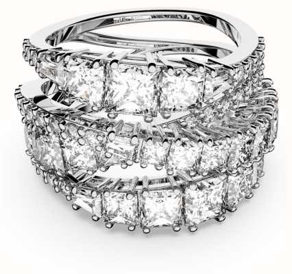 Swarovski Twist Wrap Ring Rhodium Plated White Crystals Size 60 5584654