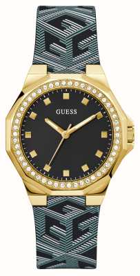 Guess Women's Avril (38mm) Black Dial / Black and Grey Patterned Silicone Strap GW0598L2