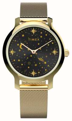 Timex Women's Celestial Transcend (31mm) Black Dial / Gold-Tone Steel Mesh Bracelet TW2W21500