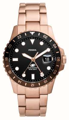 Fossil Blue (42mm) Black Dial / Rose Gold-Tone Stainless Steel Bracelet FS6027