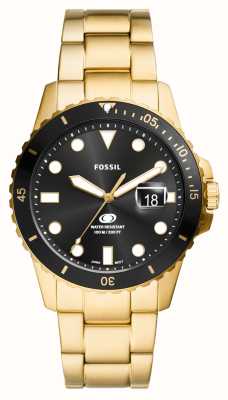 Fossil Men's Blue (42mm) Black Dial / Gold-Tone Stainless Steel Bracelet FS6035