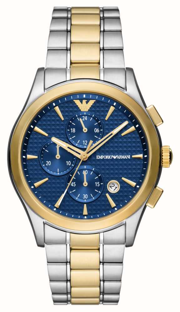 Stainless Blue Chronograph Class AR11579 (42mm) / Two-Tone Emporio - Dial First IRL Watches™ Men\'s Armani Steel