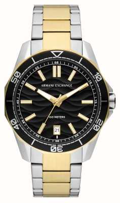Steel Class Stainless Exchange IRL Black | Armani - | Tone Gold AX2145 Bracelet Dial Watches™ First Men\'s