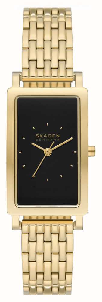 Skagen Women's Hagen (43mm) Black Rectangular Dial / Gold-Tone