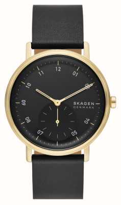 Skagen Men's Kuppel (44mm) Black Dial / Black Leather Strap SKW6896