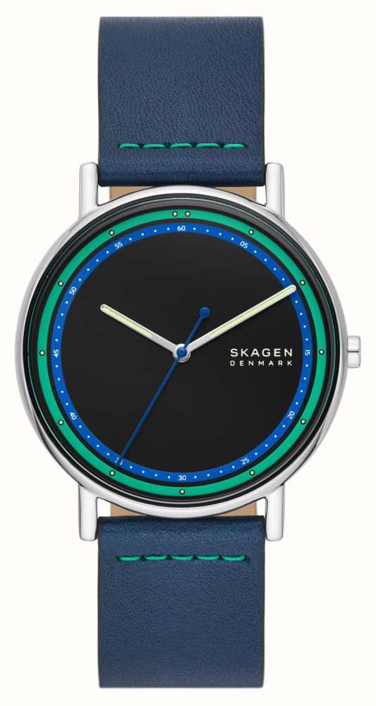 Skagen signatur blue leather watch sale