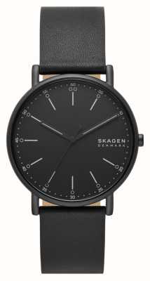 Skagen Men's Signatur (40mm) Black Dial / Black Leather Strap SKW6902