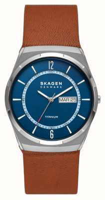 Skagen Men's Melbye Titanium (40mm) Blue Dial / Brown Leather Strap SKW6906
