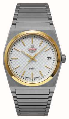 RUHLA Space Control XS Solar (35mm) Silver Chequered Dial / Stainless Steel Bracelet 4643M1