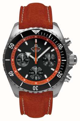 RUHLA Glasbach Cup Hill Climb Quartz Chrono (43mm) Black Dial / Water Resistant Red Leather Strap 49702