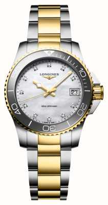 LONGINES HydroConquest Quartz (32mm) Mother-of-Pearl Diamond Dial / Two-Tone Stainless Steel Bracelet L33703876