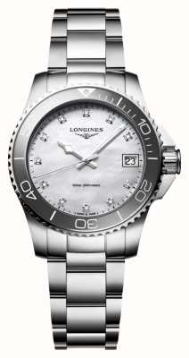 LONGINES HydroConquest Quartz (32mm) Mother-of-Pearl Diamond Dial / Stainless Steel Bracelet L33704876