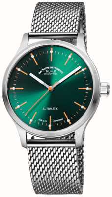Mühle Glashütte Panova Green Automatic (40mm) Green Sunray Dial / Stainless Steel Milanaise Bracelet M1-40-76-MB