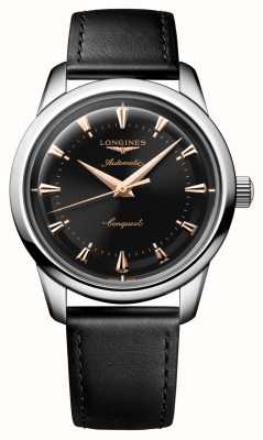 LONGINES Conquest Heritage Automatic (40mm) Black Lacquered Polished Dial / Black Leather L16504522