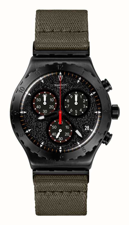 Swatch BY THE BONFIRE Chronograph 43mm Black Dial Khaki