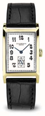 Duckworth Prestex Centenary 18ct Gold Limited Edition (24mm) White Rectangular Dial / Black Leather Strap D100-02-A