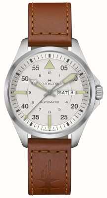Hamilton Khaki Aviation Pilot Day-Date Automatic (42mm) Silver Dial / Brown Leather Strap H64635550