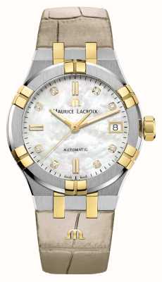 Maurice Lacroix Aikon Automatic Date (35mm) Mother of Pearl Dial / Beige Calf Leather Strap AI6006-PVY11-170-1