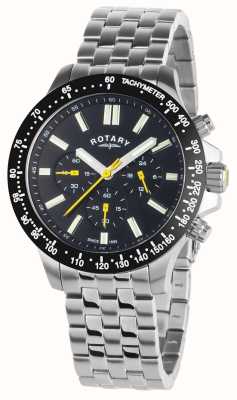 Rotary Sport Quartz Chronograph (45mm) Black Dial / Stainless Steel Bracelet GB00024/04