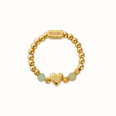 ChloBo In Bloom NEW LOVE Aventurine Ring (Large) - Gold Plated GR3AHEART