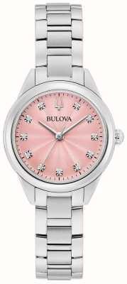 Bulova Sutton Diamond Quartz (28mm) Pastel Pink Dial / Stainless Steel Bracelet 96P249