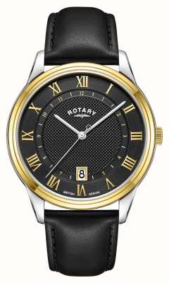 Rotary Dress Date Quartz (40.5mm) Charcoal Black Dial / Black Leather Strap GS05391/10